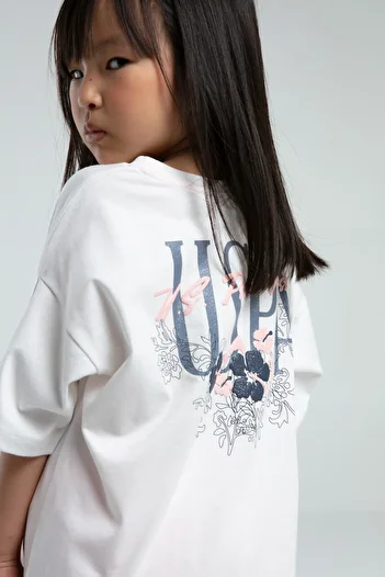 U.S. Polo Assn. Girl's Floral Patterned T-Shirt Shorts Set- 100% Cotton