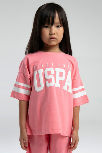 U.S. Polo Assn. Girl's Neon Pink Bermuda Suit - 100% Cotton