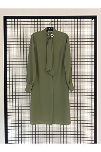 Armine A-Line Hidden Button Tunic with Belt Detail at the Collar