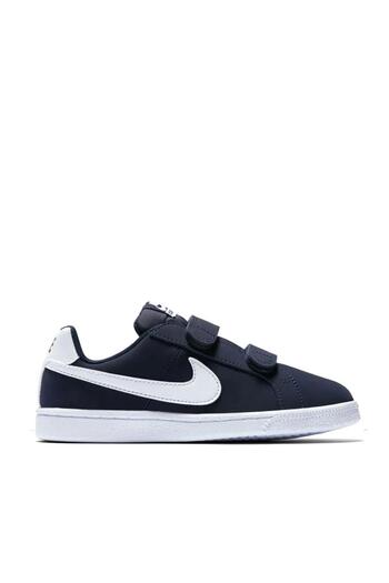 Nike Court Royale Genuine Leather Unisex Kids Sneakers - Navy Blue with Straps and Velcro