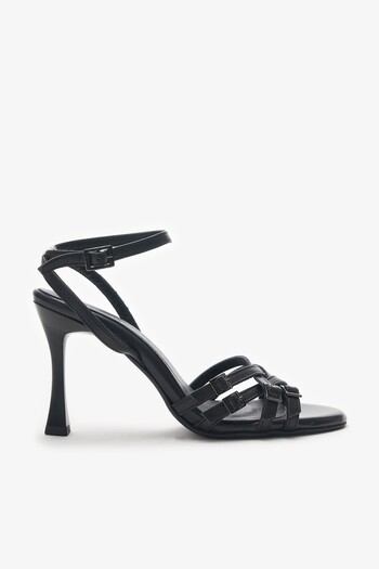 Louis Cardy Lothus Black Genuine Leather Women's Heeled Shoes