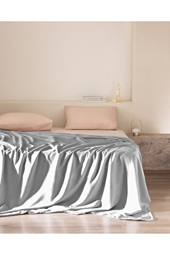 Madame Coco Ciel Single 100% Cotton Satin Duvet Cover - Gray