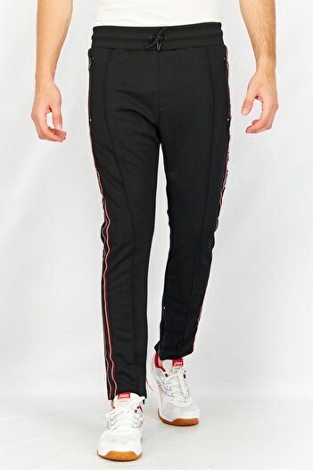 The Kooples Men Skinny Fit Embroidered Logo Casual Pants, Black Combo