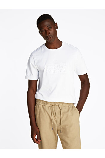 Tommy Hilfiger Tommy Hilfiger Men White Embroidery Crew Neck T-Shirt