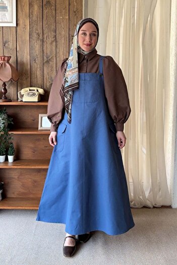 Ceylan Otantik Indigo Linen Skirt Salopet
