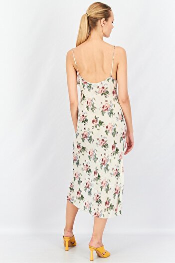 Saint Laurent Women Floral Print Midi Dress, White Combo