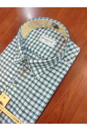 Grand Star Güncüoglu Short Sleeve Pocket Square Patterned Classic Men's Shirt