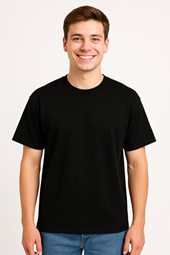İpek Tekstil 100% Cotton Men's T-Shirt Oversize Solid Color Basic Combed Cotton Crew Neck