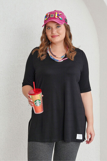Büyük Moda V-NECK DUMPED BASIC TEE