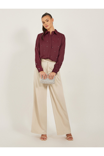 Styli Printed Long Sleeve Button Down Shirt