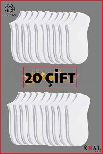 KRAL SOCKS Women - Men (20 Pairs) Plain Pattern Economical Ankle Length Booties Socks