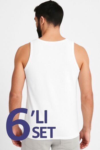 CATEKSSS White Men's Combed Cotton Undershirt 6 Pack Cotton