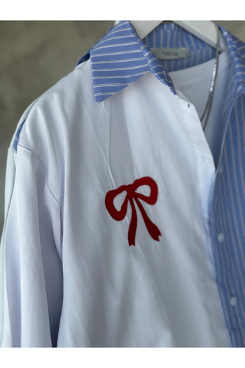 modabetce Embroidered Stripe Detailed Women's Shirt