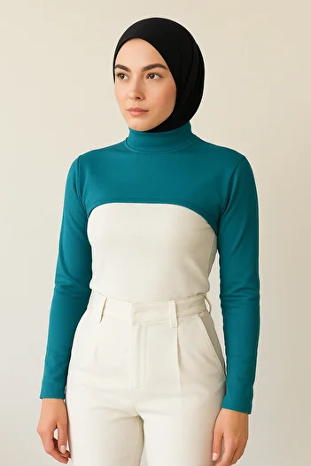 mirach Royal Blue Stand Collar Neck Collar Sleeve Combed Cotton Women's Hijab Neck Collar Blue