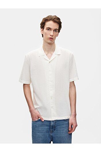 Ltb Ανακούφιση Boxy Fit Basic κοντομάνικο λευκό πουκάμισο