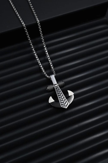 FERRO Silver and Black Steel Men's Jewelry Frj10047-J