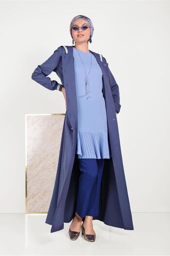 Alvina Tunic with Pleated Skirt and Zipper - Back 40538