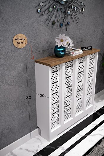 BAGAX Karatay Model,beyaz Üstü Çam Renk,iç Ölçü 76 Cm Dış Ölçü 80 Cm Petek Kaplama, Dresuar
