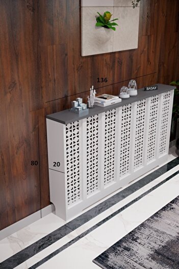 BAGAX Truva Model, Beyaz Üstü Antrasit Renk,iç Ölçü 136 Cm Dış Ölçü 140 Cm Petek Kaplama, Dresuar