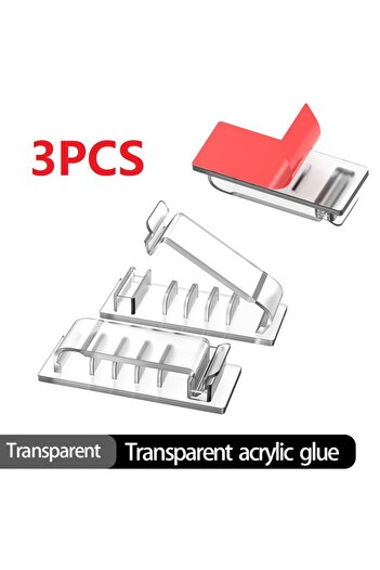 Choice Transparent 5 Slots 3 PCS 5/8/10 Slots Self-Adhesive Cable Organizer Clips Wire Holder for Office TV