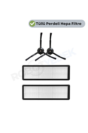 robotyedek Filtru Hepa de înlocuire compatibil Xiaomi S10t și perie laterală neagră - 4 bucăți