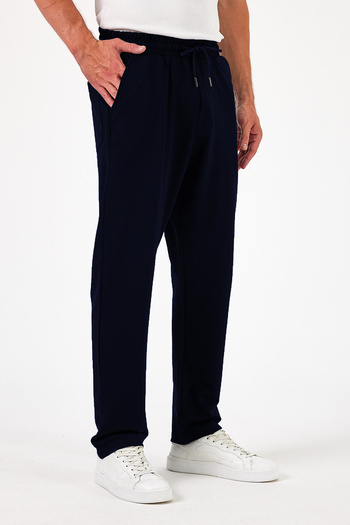 THE RULE Men's Navy Blue Baggy Straight Leg Loose Cut Summer Comfortable Cotton Sweatpants Rf0385