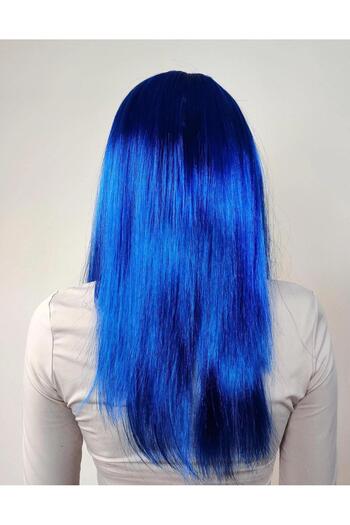 Skygo Blue Color Long Party Wig