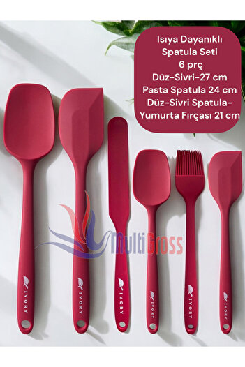 Multiamo Heat Resistant 12 Pcs Silicone Spatula Ladle Spoon Colander Dowry Set