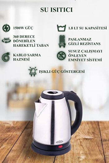 JASPER Avesta Su Isıtıcı Kettle 1.8 Lt