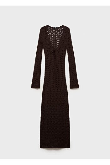 MANGO Woman Φόρεμα με λεπτομέρεια από κροσέ με κορδόνια