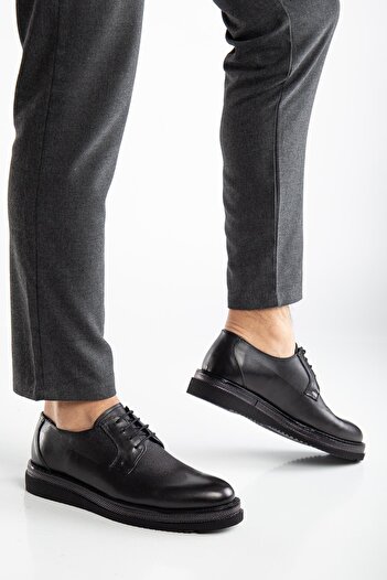 Dilimler Ayakkabı Genuine Leather Men's Classic Shoes Black m Model Printed Leather Bonded