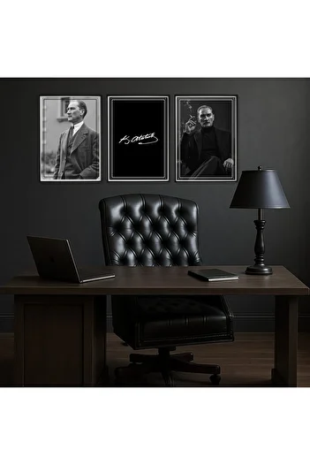 ByMeyla Conceptul Mustafa Kemal Atatürk Poster fără cadru din 3 piese, pictură modernă fără cadru din 3 piese