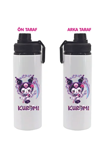 DKDZ SHOP Kuromi Printed Metal Water Bottle Black 850ml.-012
