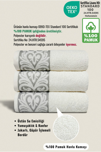 Ellaline Roma 3-Piece Towel Set 100% Cotton Certified, Hand Face Kitchen Towel, Dowry Jacquard Embroidery 60X100Cm