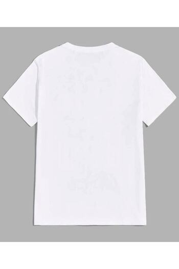 VBSVİBES Cherrıes Cosmos Printed Single Jersey White T-Shirt - Oversize Crew Neck T-Shirt