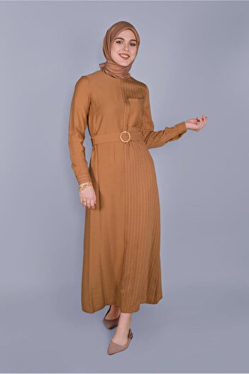 Alvina Striped Belted Women's Tesetural Dress 40791
