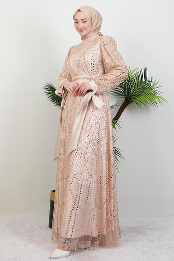 GİYZAMİLA Rochie de seara cu maneca aurie