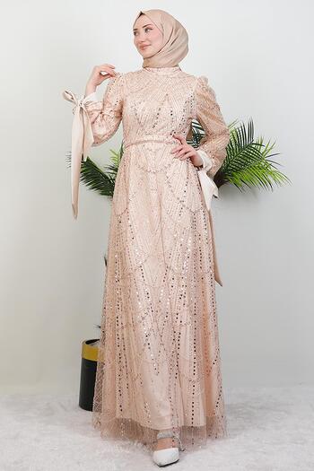 GİYZAMİLA Rochie de seara cu maneca aurie