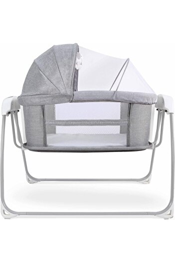 Mastela Deluxe 4-in-1 Bedside Baby Bassinet, Swinging Cradle for Babies Up to 36 Months (Gray)