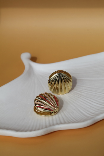 Luvix Design Colorful Striped Double-Sided Seashell Earrings