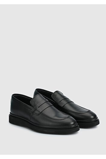 Provoq Black Leather Men's Shoes