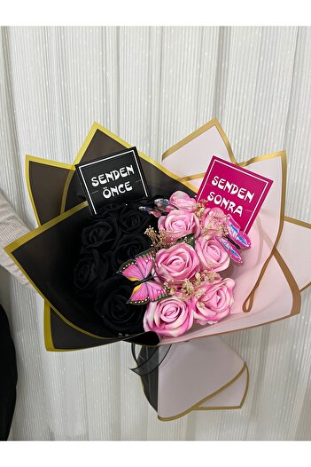 blackrosehediye Kelebek Buketi - Senden Önce Senden Sonra Gül Buketi Çiçek A Kalite Sevgiliye Doğum Günü