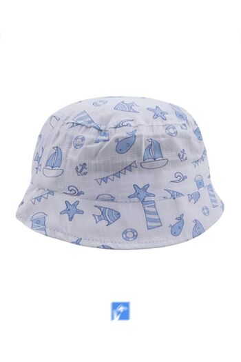 Kardelen Butik Denizli 100% Cotton (1-3 Years) Boy's Fisherman Hat ((48-50 cm)