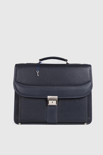 MORCA Navy Blue Lockable Classic Bag: Briefcase and Laptop Carrier