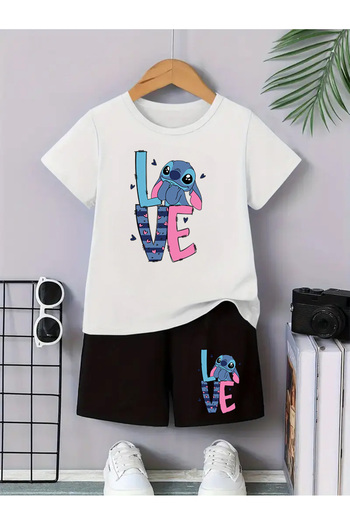 Eysaah Love Printed Girls Premium Tshirt Shorts Set with Crew Neck for Kids