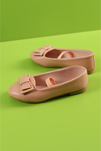 ALMİNA Shoes Girl's Bow Tie Detailed Powder Ballerinas