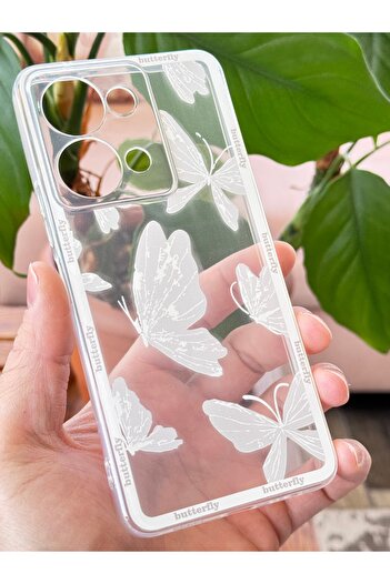 Fibaks Vivo Y36 Case Transparent Butterfly Design Patterned Camera Protection Soft Silicone Cover Compatible