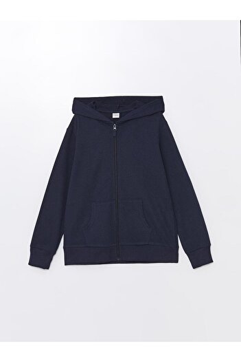 LC Waikiki Lcw Kids Hooded Basic Long Sleeve Girl's Zippered Sweatshirt (W4)