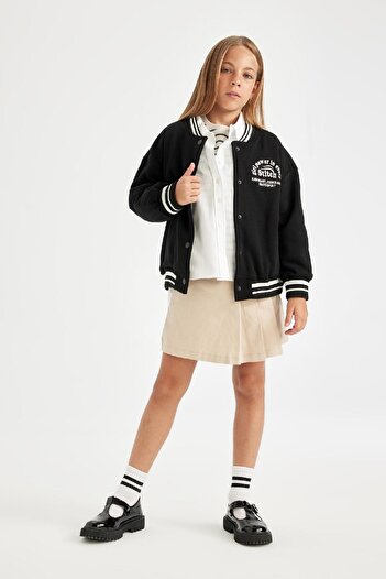 DeFacto Dfc - Girl's Gabardine Pleated School Skirt with Shorts