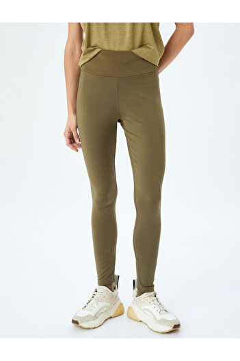 Koton Spor Tayt Basic Yüksek Bel Şardonlu Yumuşak Tuşe Skinny Fit İnterlok